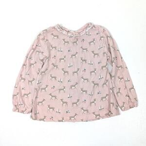 Baby Boden Shirt Girls Size 18-24m Muted Pink Deer Long Sleeve Casual